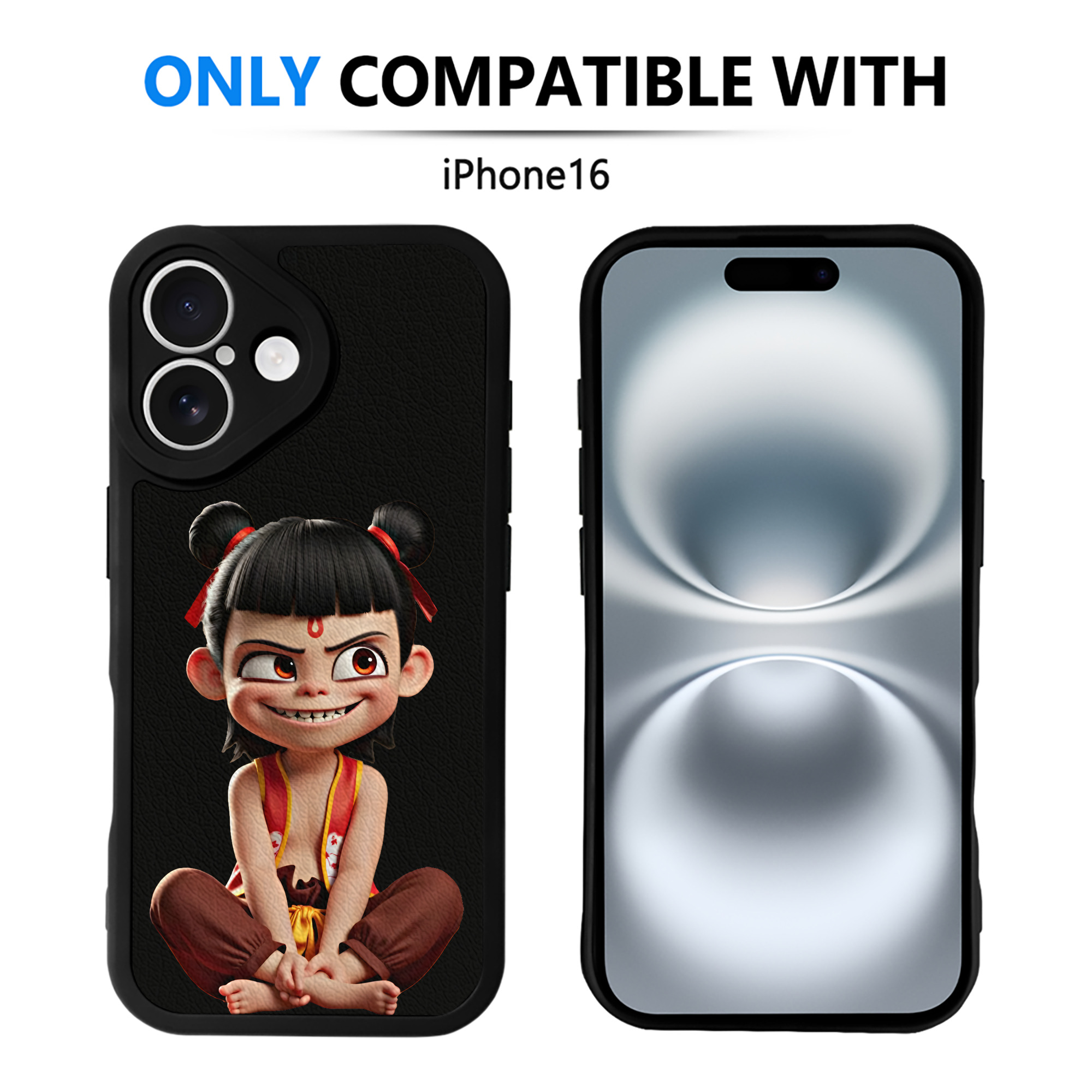 （画像用） Ne Zha 2 ナタ 魔童の大暴れ 【iPhone 16シリーズ対応】シリコンスマホケース（レザー調） 材質：シリコン
